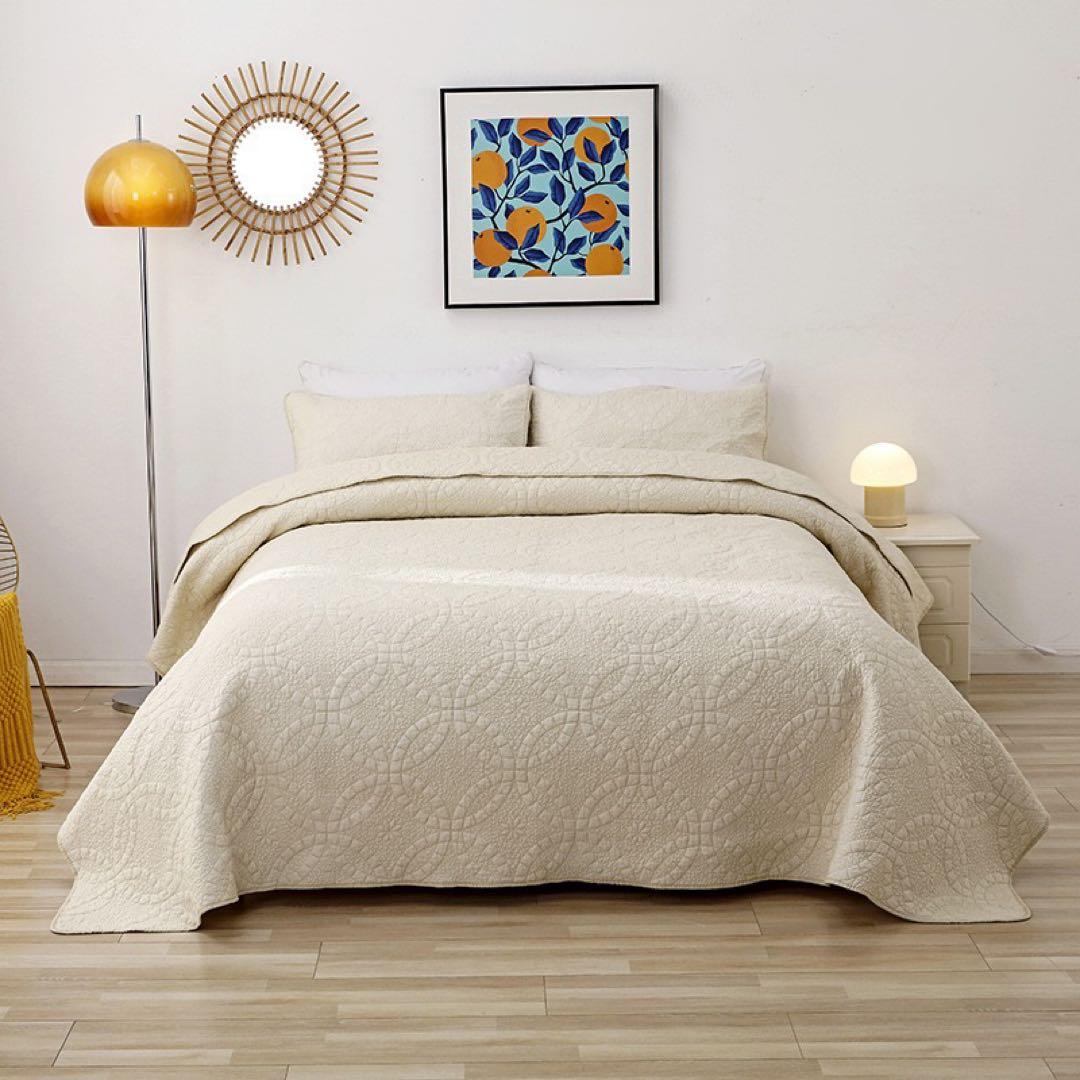 キルトベッドカバー3点セット綿マルチカバー キルティング 284A ベッドカバー キルト キルティング 綿 3点セット シート 枕カバー