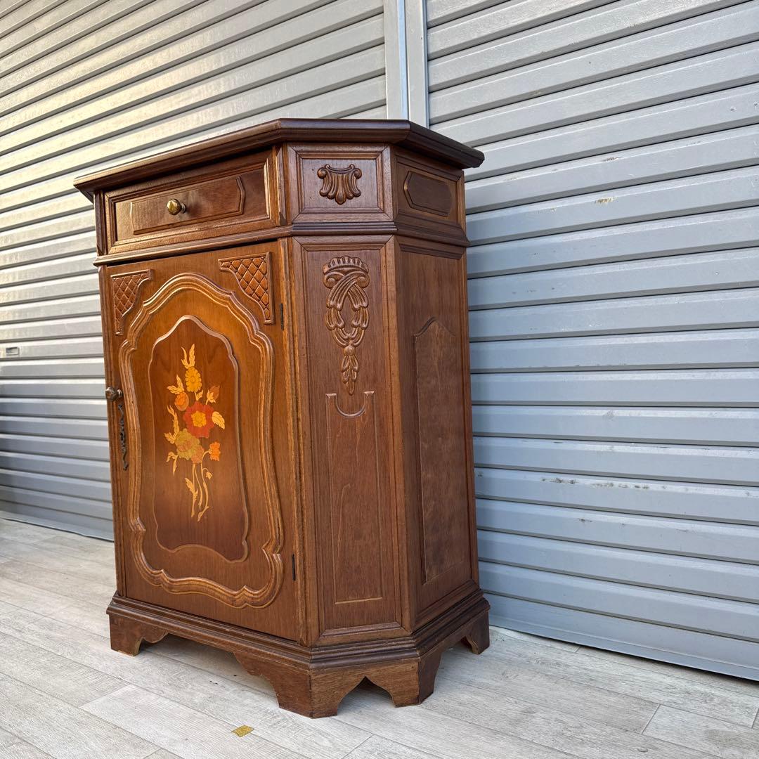 イタリア製 象嵌 コンソール キャビネット サイドボード 花台
