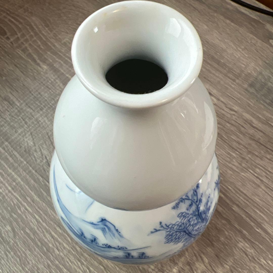 青白磁 二重口 花瓶 山水画 - メルカリ