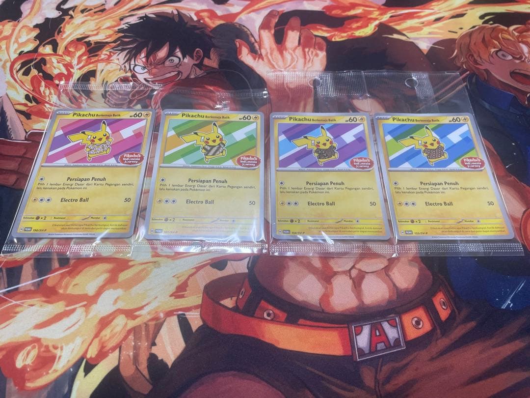インドネシア バティックピカチュウ未開封4枚セット インドネシア 会場限定 ポケモン×バティックシャツ 【フラワー