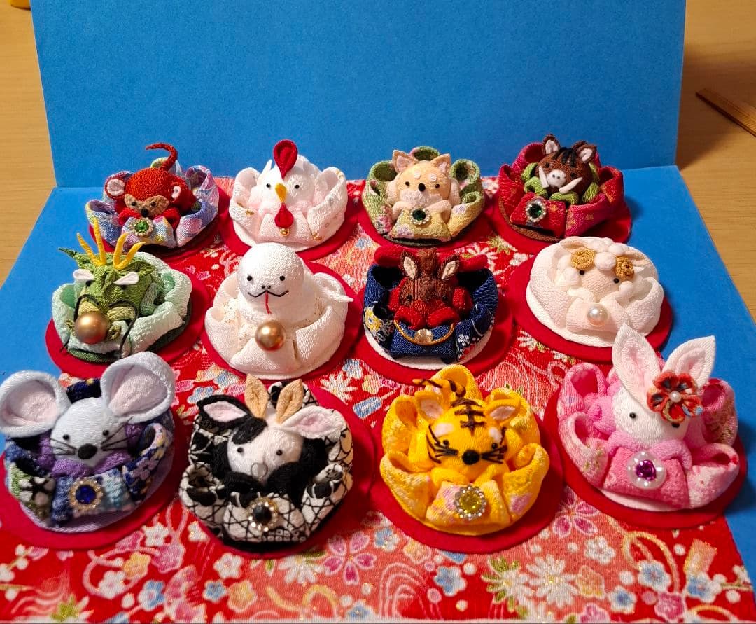 fukujiroページ　つまみ細工　十二支 受注生産品】つまみ細工 -干支/セット つまみ花の手のり細工シリーズ