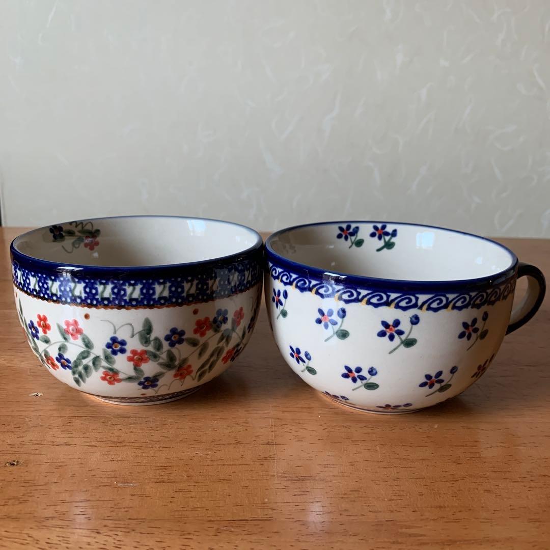 め Millena スープカップ 2個セット3組 波佐見焼】面取 スープカップ・レンゲ ペア 4点セット （ネイビー