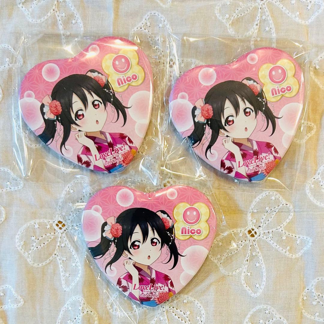 ラブライブ μ's 矢澤にこ 韓国限定 浴衣 ハート型缶バッジ 3点 ラブライブ！×fanfancy+ μ's ハート缶バッジアクリルフレーム| FUKUYA