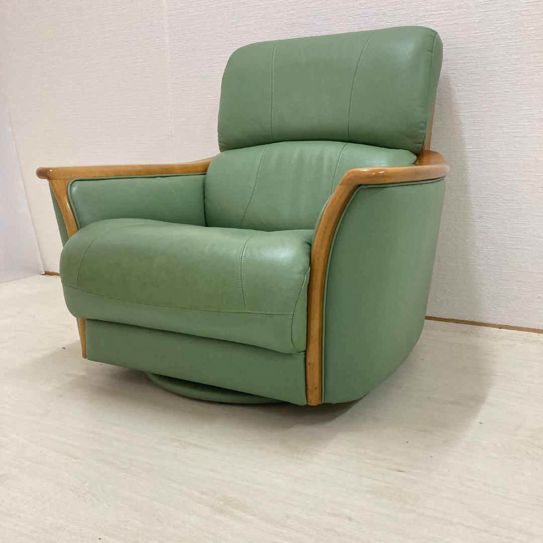 浜本工芸　回転式　革製　一人掛けソファ　シングルソファ GMFN294○浜本工芸 / HAMAMOTO 1人掛けソファ シングルソファ 回転椅子