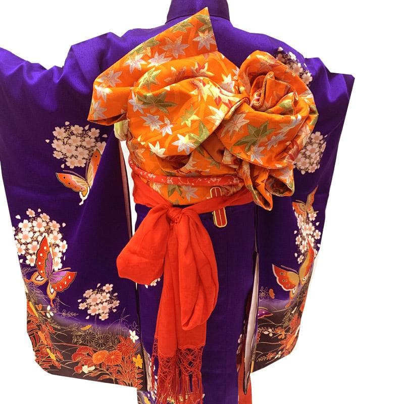 510ag8□七五三 七歳 女児 着物&開き帯&長襦袢 蝶 菊 花丸文