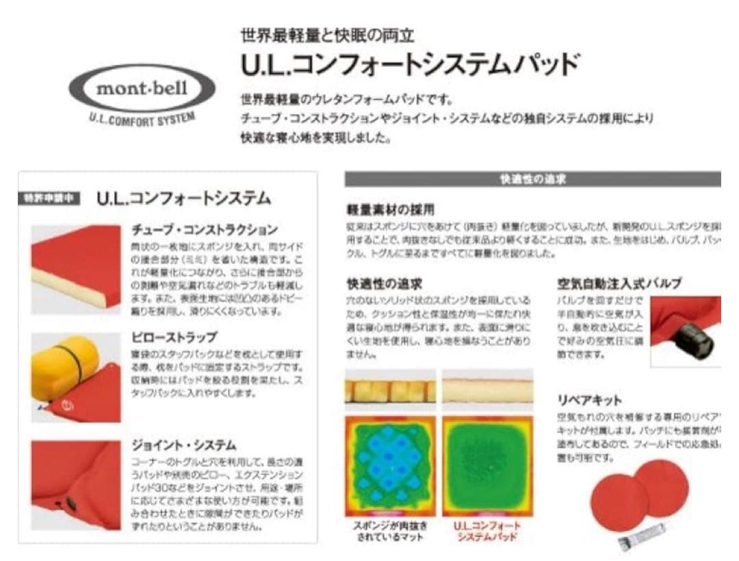 スーザン様用 モンベル U.L.コンフォートシステムパッド150 - メルカリ
