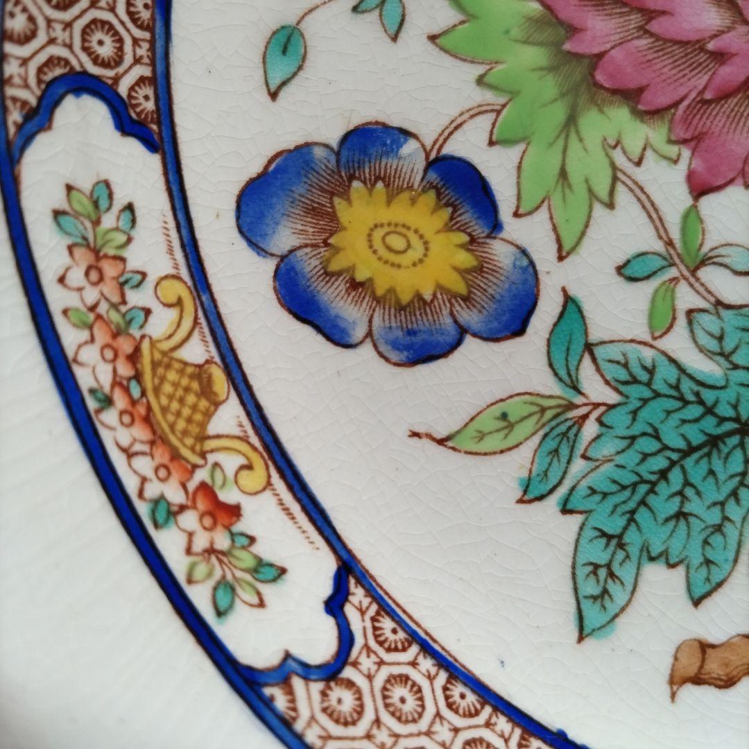 美品】1900年代初期 スポード コープランド アジアンフラワー スープ皿