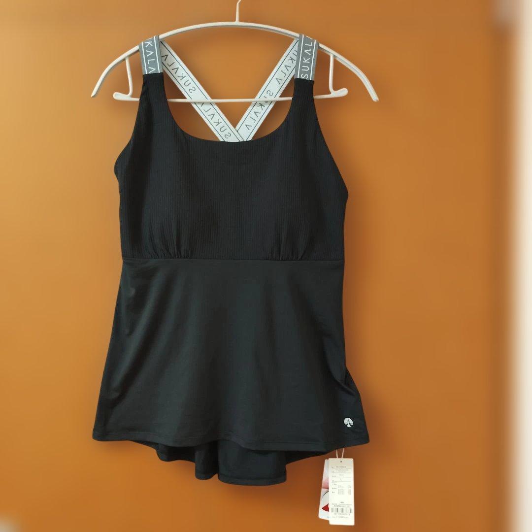 SUKALA　バックフレアタンクトップ　黒 SUKALA】ベーシックバックフレアタンクトップ(S・M・L・LLサイズ