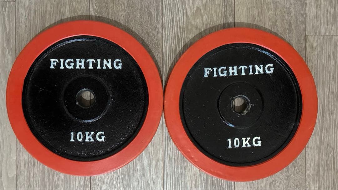 ダンベルプレート ラバー付き　10KG 2枚セット　ファイティングロード 1年保証 バーベル 用 プレート 10kg 2個セット ブラックアイアン +