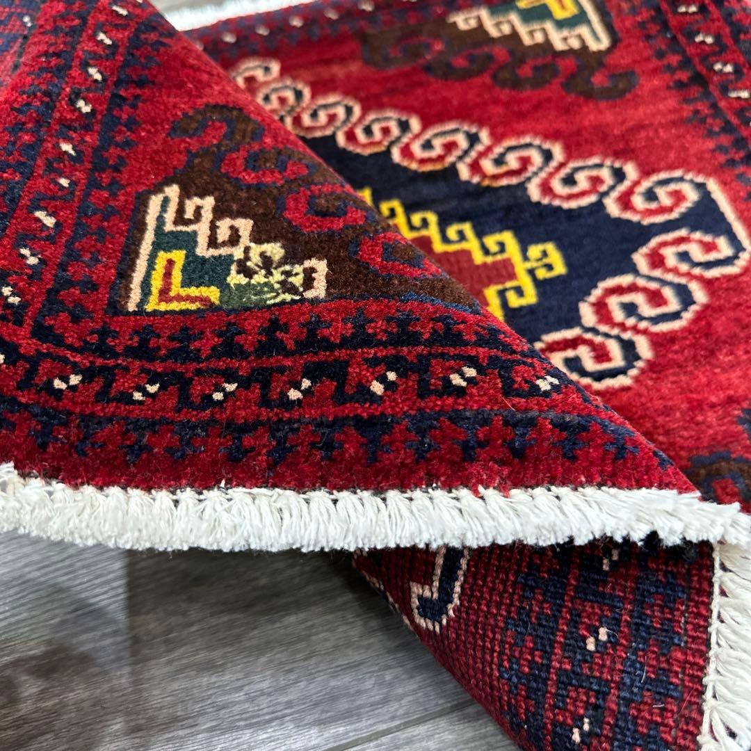 53x51cm トライバルラグ手織り絨毯ヴィンテージ ラグ❣️sale