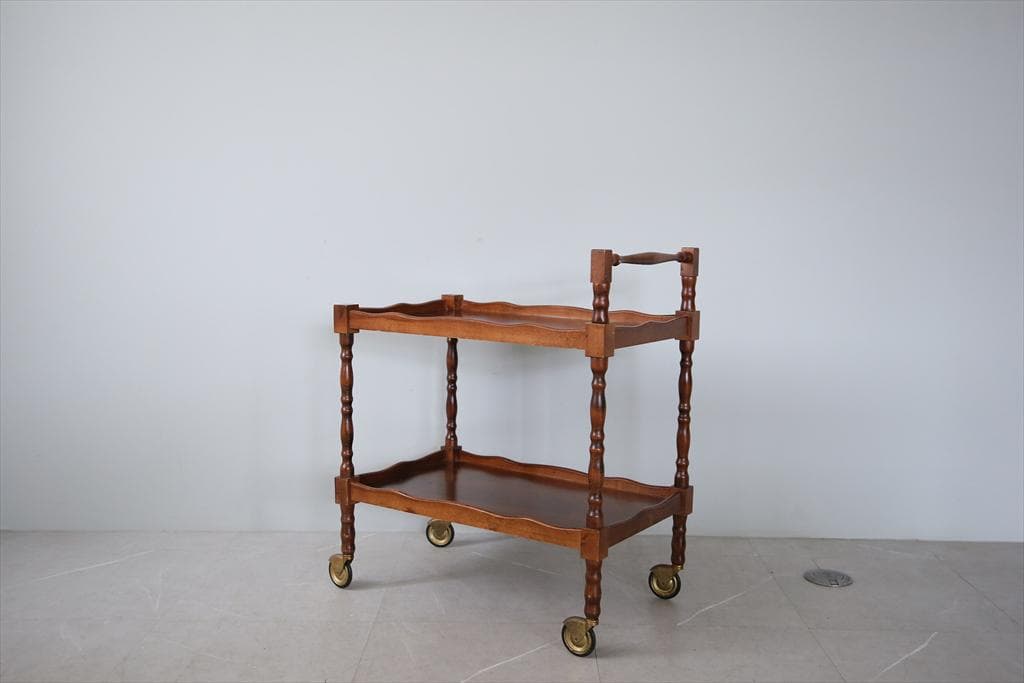 英国アンティーク木製キッチンワゴン/トロリー/飾り棚サイドテーブル机
