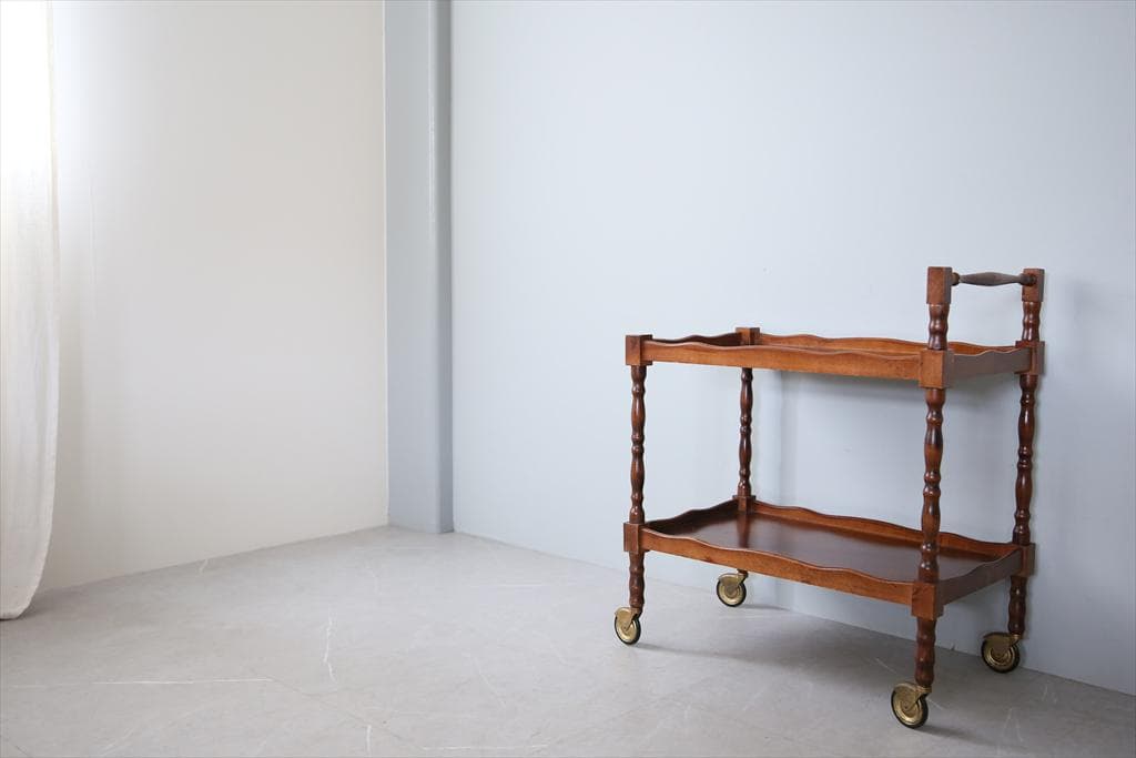 英国アンティーク木製キッチンワゴン/トロリー/飾り棚サイドテーブル机