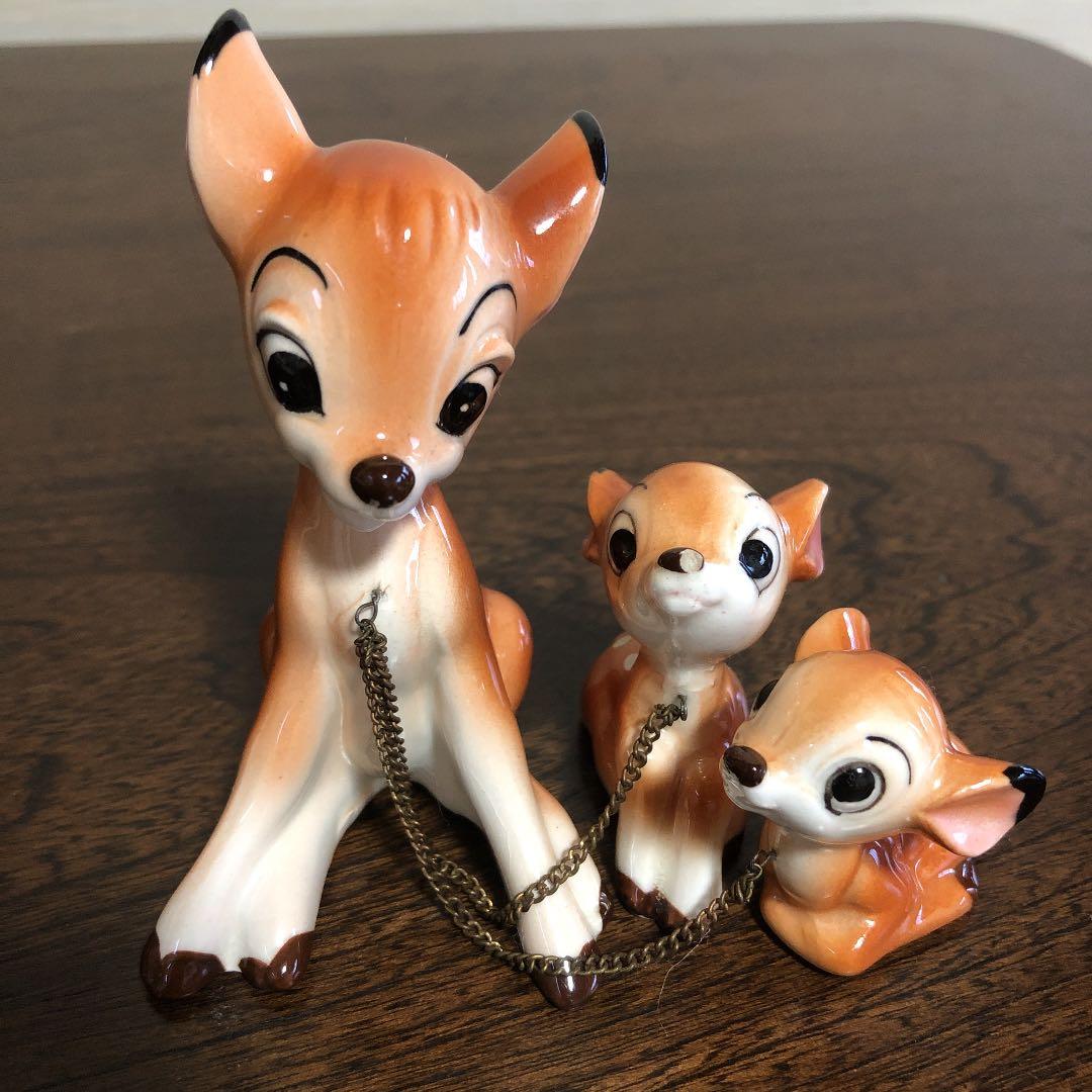 ウォルト・ディズニー レトロ バンビ親子 陶器置物 - メルカリ