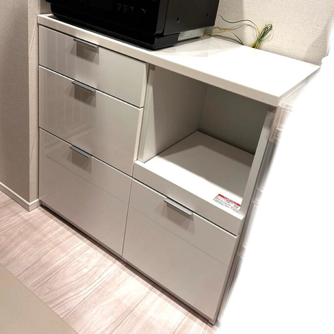 ニトリ　キッチンカウンター　引き出し収納 幅90cm　エトナ90CT WH ニトリ（NITORI） カウンター (エトナ90CT WH/SI) ニトリ期間限定：4/6