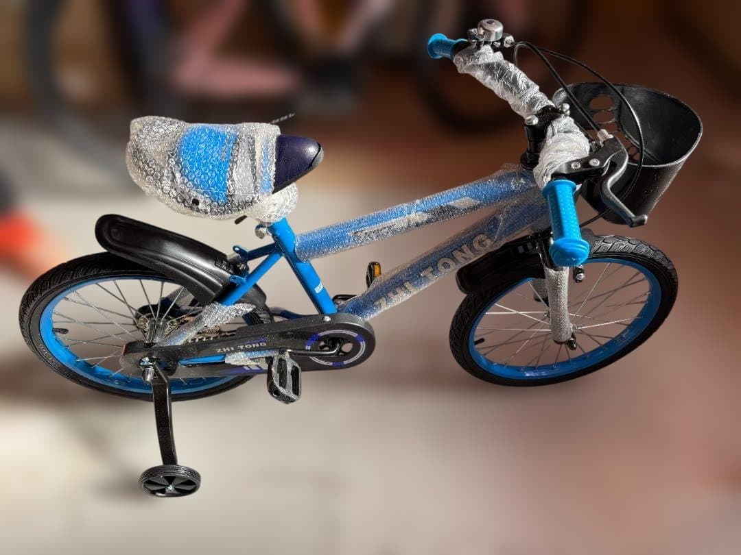 子供用自転車 青 スポーティーデザイン バスケット付き 補助輪付き子供用自転車,バスケット,高炭素鋼フレーム,12