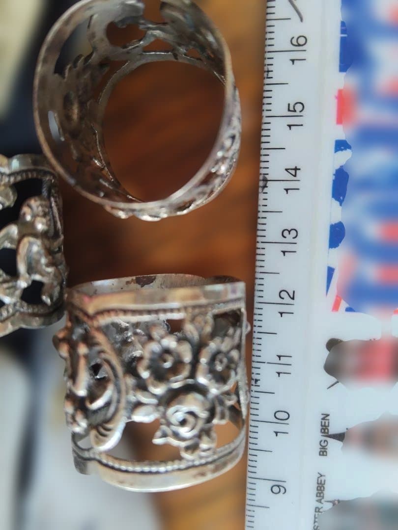 シルバー835.花と天使のナプキンリング 3個セット