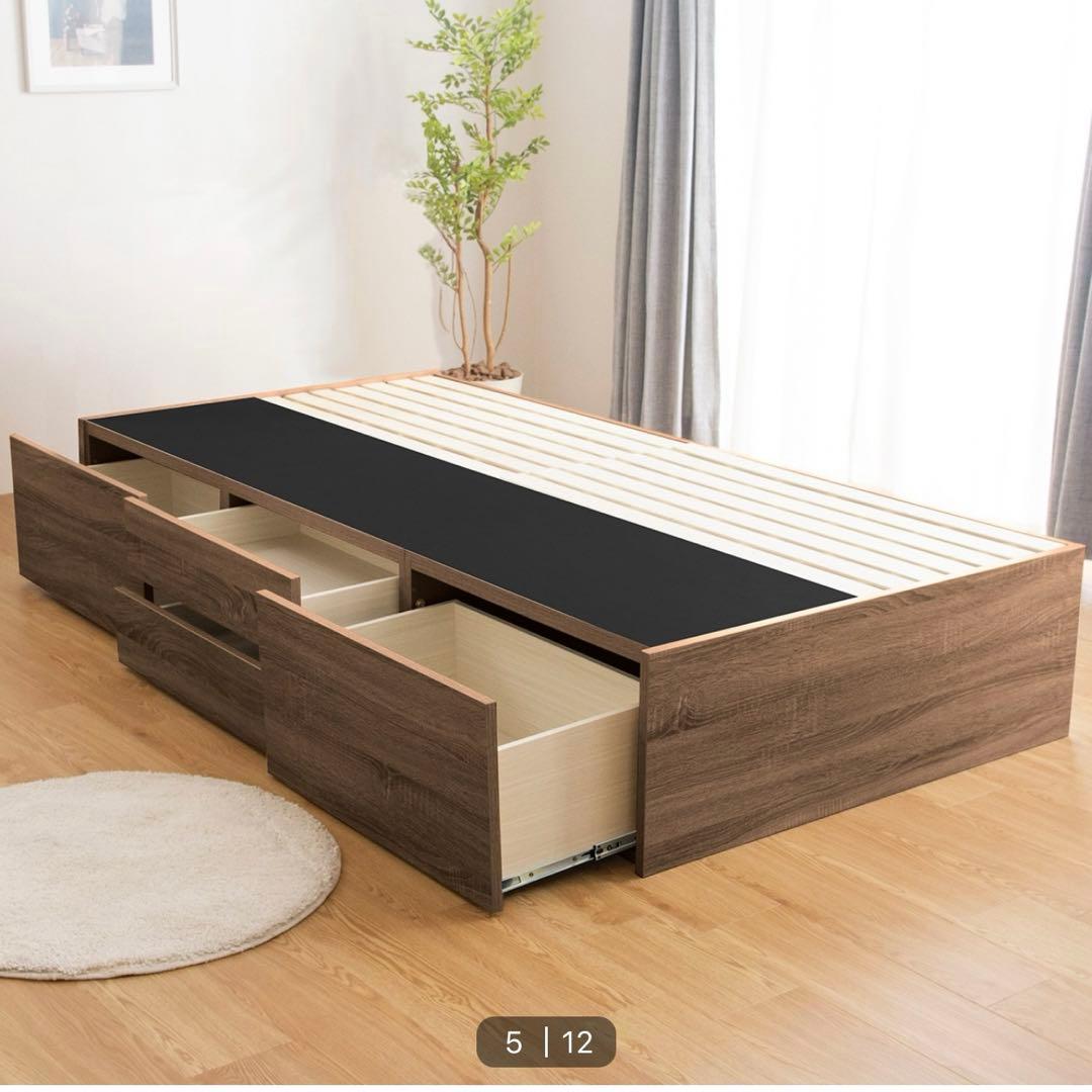 ニトリ シングルヘッドレスチェストベッドフレーム(FRM WN) - メルカリ