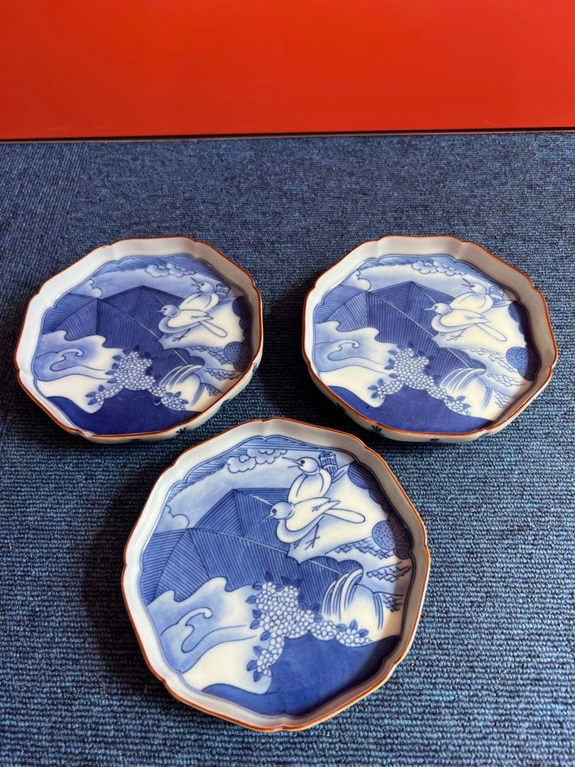 1008 今右衛門 染付小皿　3点セット 花鳥図案 時代物 天啓赤絵兎文小皿（5客 / 明時代） - 天平堂（TENPYODO）