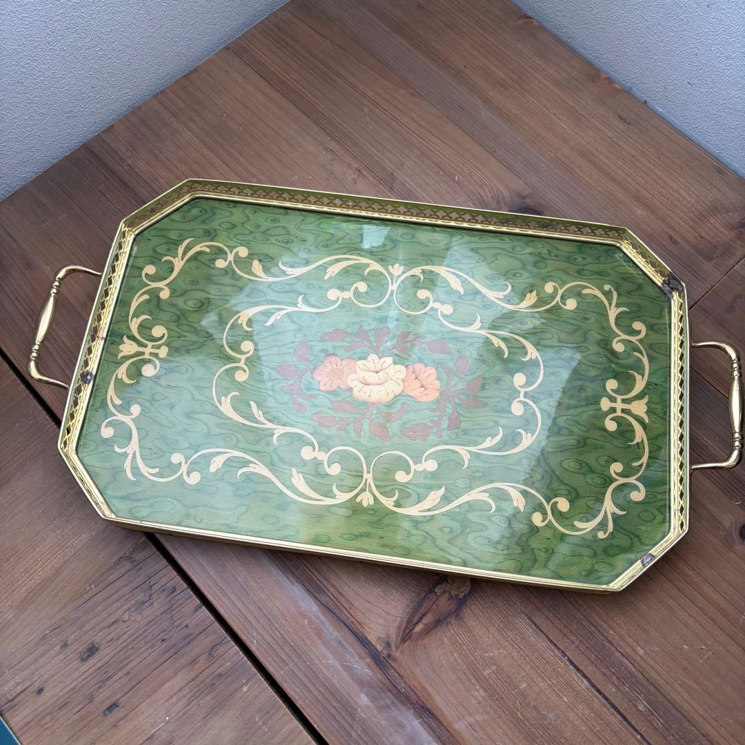イタリア製 象嵌 細工 トレー お盆 花柄 - メルカリ
