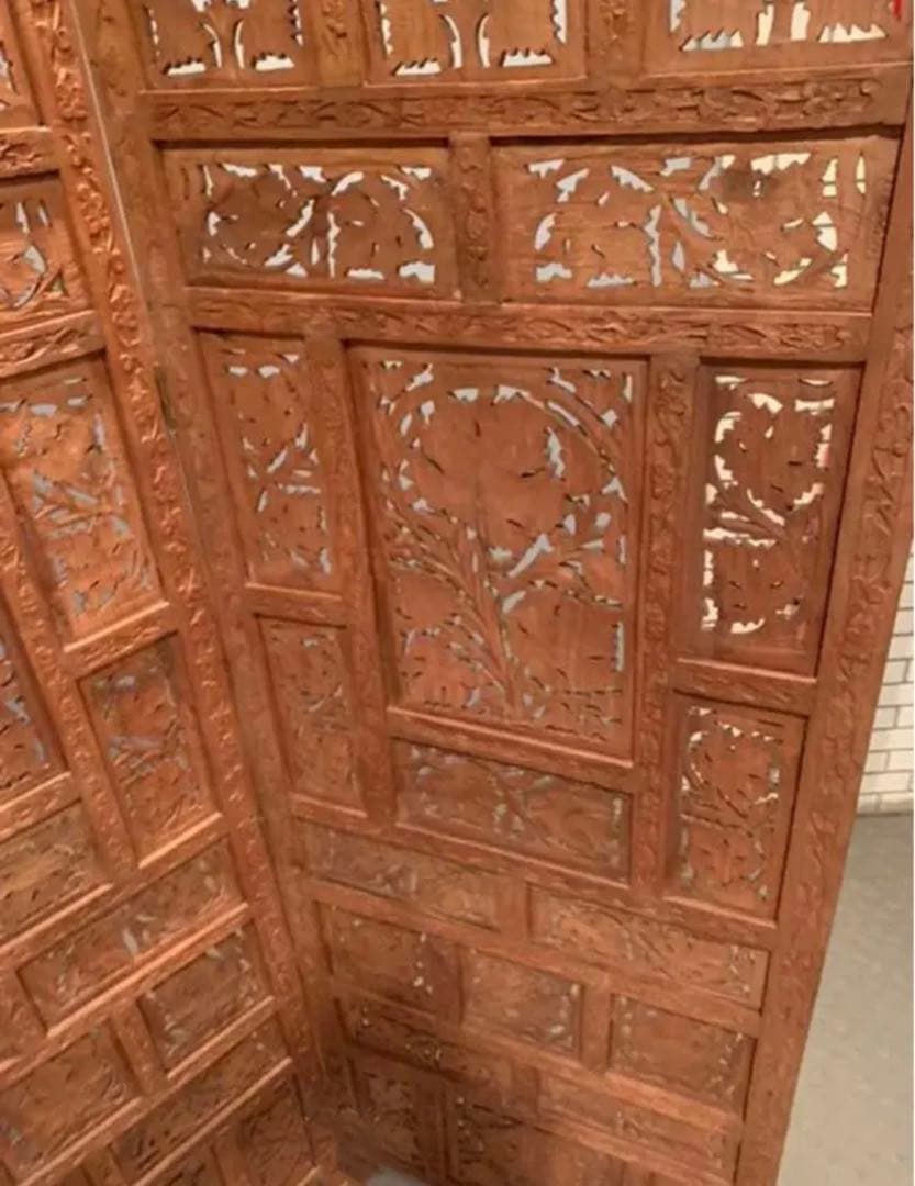 高級紫檀シーシャムウッド 材／186cm／アジアンコロニアル 4連