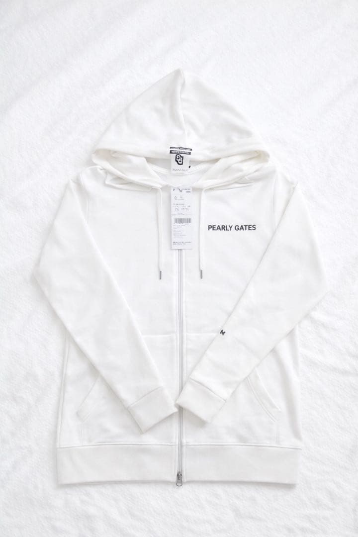 新品未使用】PEARLY GATES ホワイト ジップ付きパーカー - メルカリ