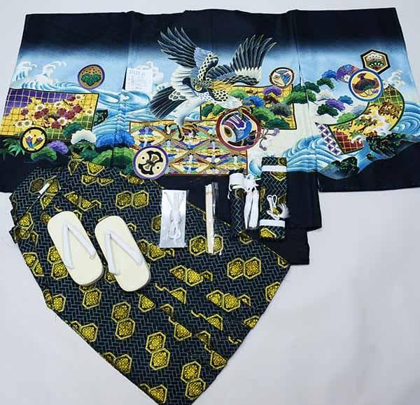 七五三 五歳 男児 着物 羽織袴フルセット 紋袴 黒 袴変更可能 NO37122 七五三 五歳 男児 着物 羽織袴フルセット 紋袴 黒 袴変更可能 NO37122