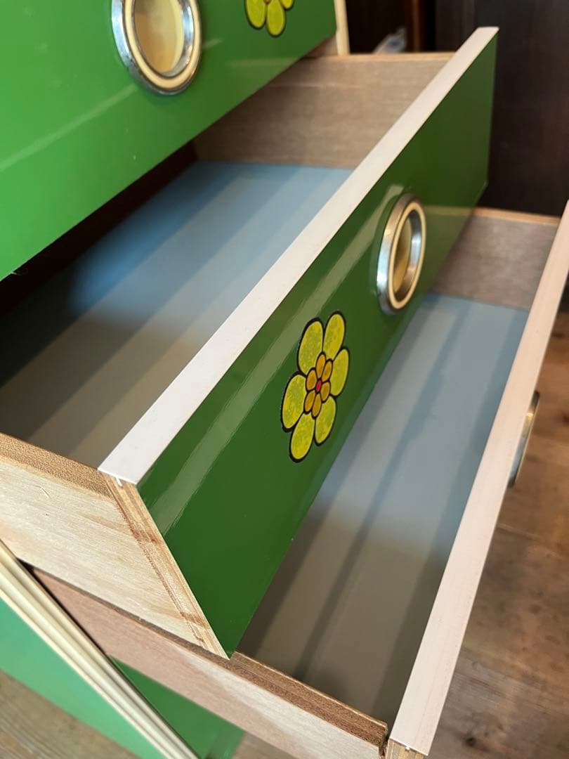小雪様専用＊チェスト レトロポップ 昭和レトロ 花柄 緑 グリーン