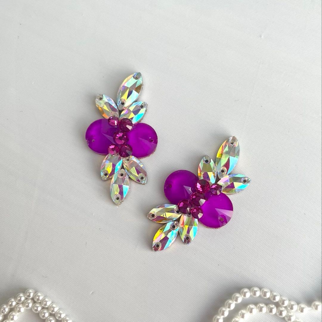 EA-35 ピアスorイヤリング 社交ダンス ベリーダンス アクセサリー 紫