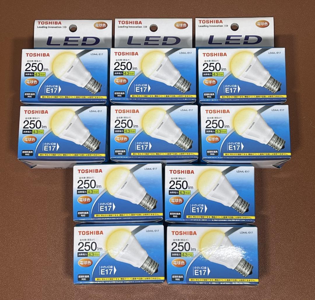 TOSHIBA LDA4L-E17 10個まとめて。 たのめーる】東芝ライテック LED電球 ミニクリプトン形 E17口金 4.2W