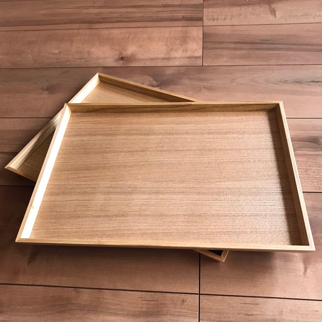 新品 木製トレー 2枚セット 木 トレイ お盆 お食事トレイ スタッキング