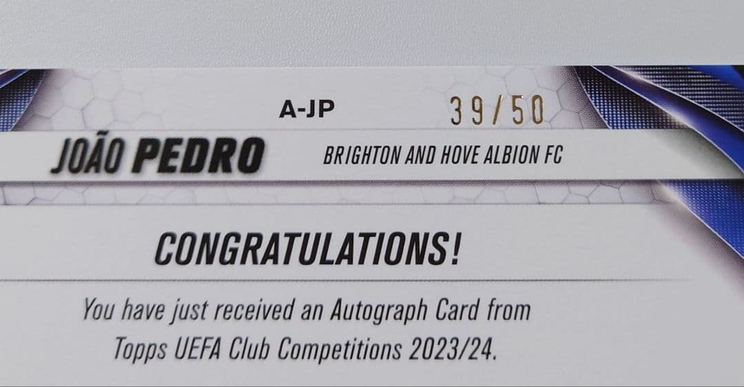 TOPPS ブライトン JOAO PEDRO ジョアン・ペドロ 直筆サイン - メルカリ