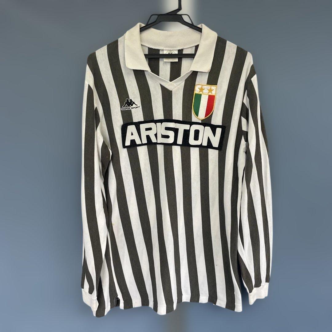 激レア　ユヴェントス￼Kappa 88年長袖ストライプ シャツ ARISTON Juventus Home football shirt 1988 - 1989