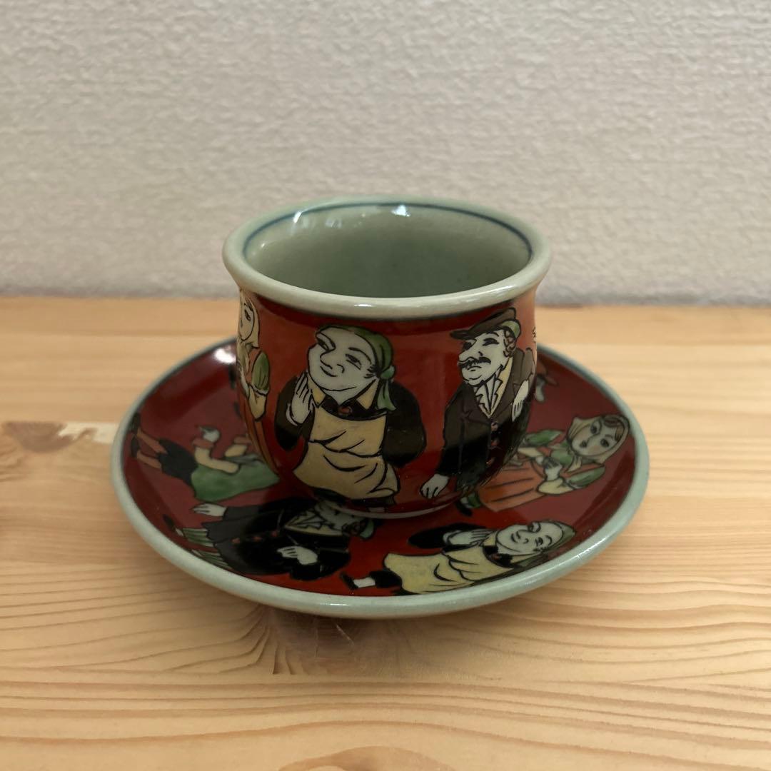 有田焼 円左エ門窯 コーヒー碗皿セット 南蛮人 カップ＆ソーサー VOC