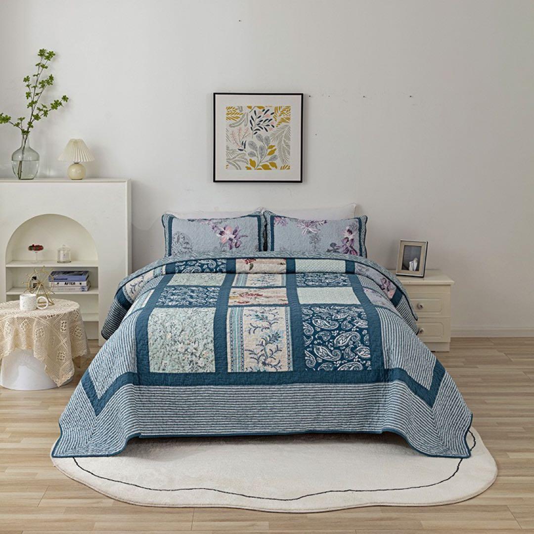 キルトベッドカバー3点セット綿マルチカバー キルティング 273 楽天市場】ベッドカバー キルト キルティング 綿 3点セット ベッド