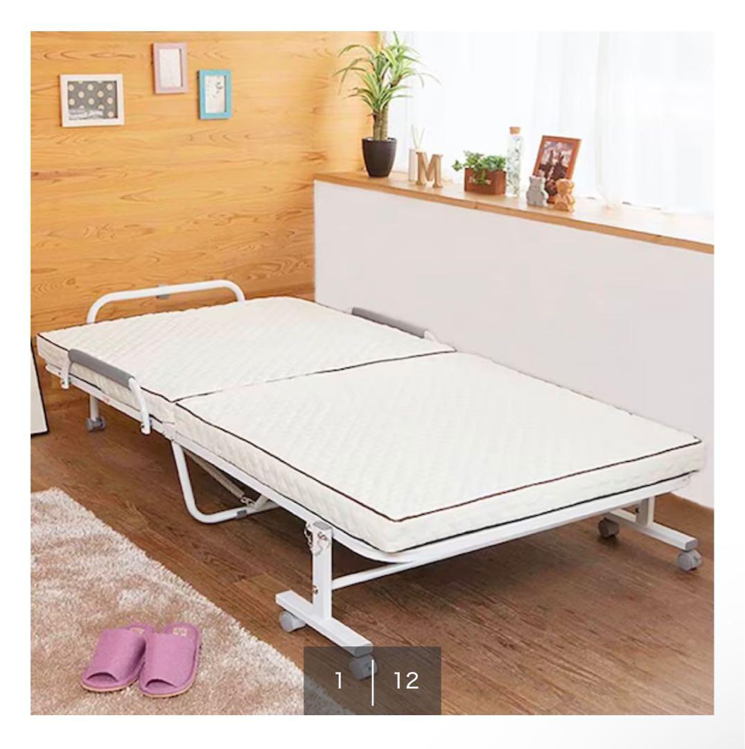 ニトリ コンパクトショートシングル折りたたみベッド(幅98×奥行190cm) コンパクトショートシングル折りたたみベッド(幅98×奥行190cm WH