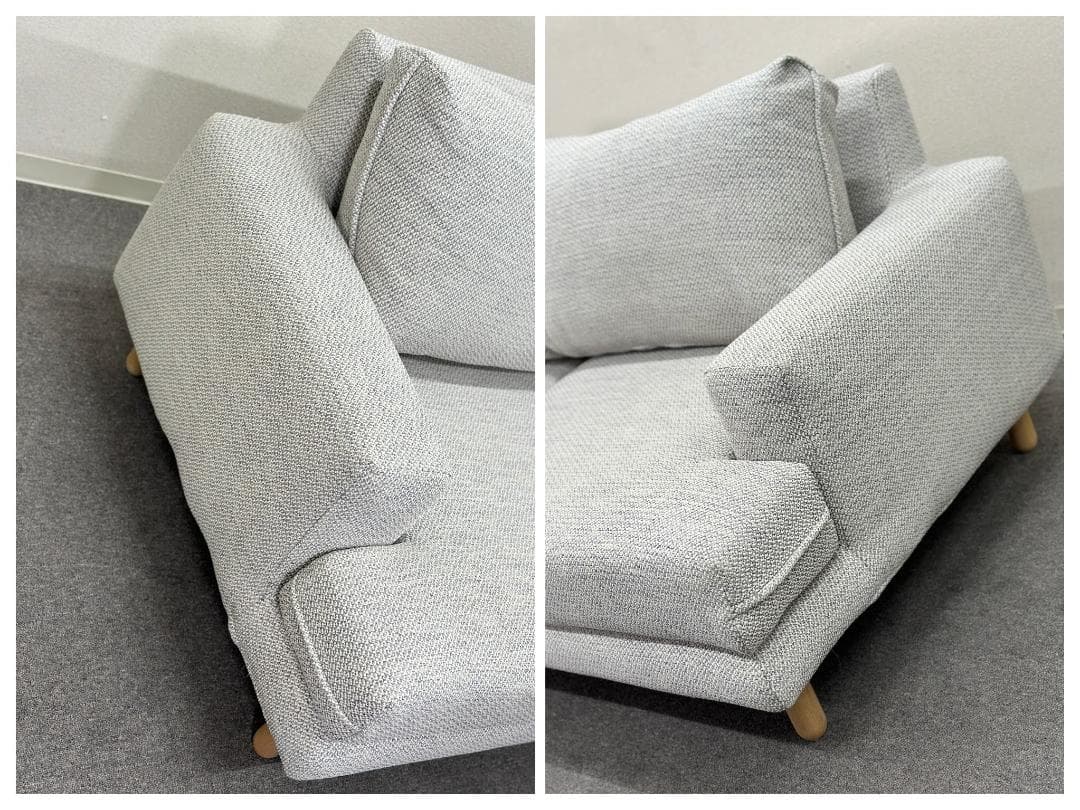 美品■ウニコ■IRULAカバーリングソファ　2.5P　ライトグレー　ファブリック