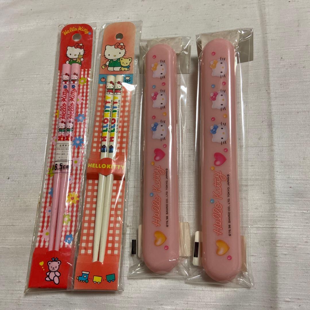 新品 サンリオ ハローキティ お箸セット ケース レトロ 送料込み