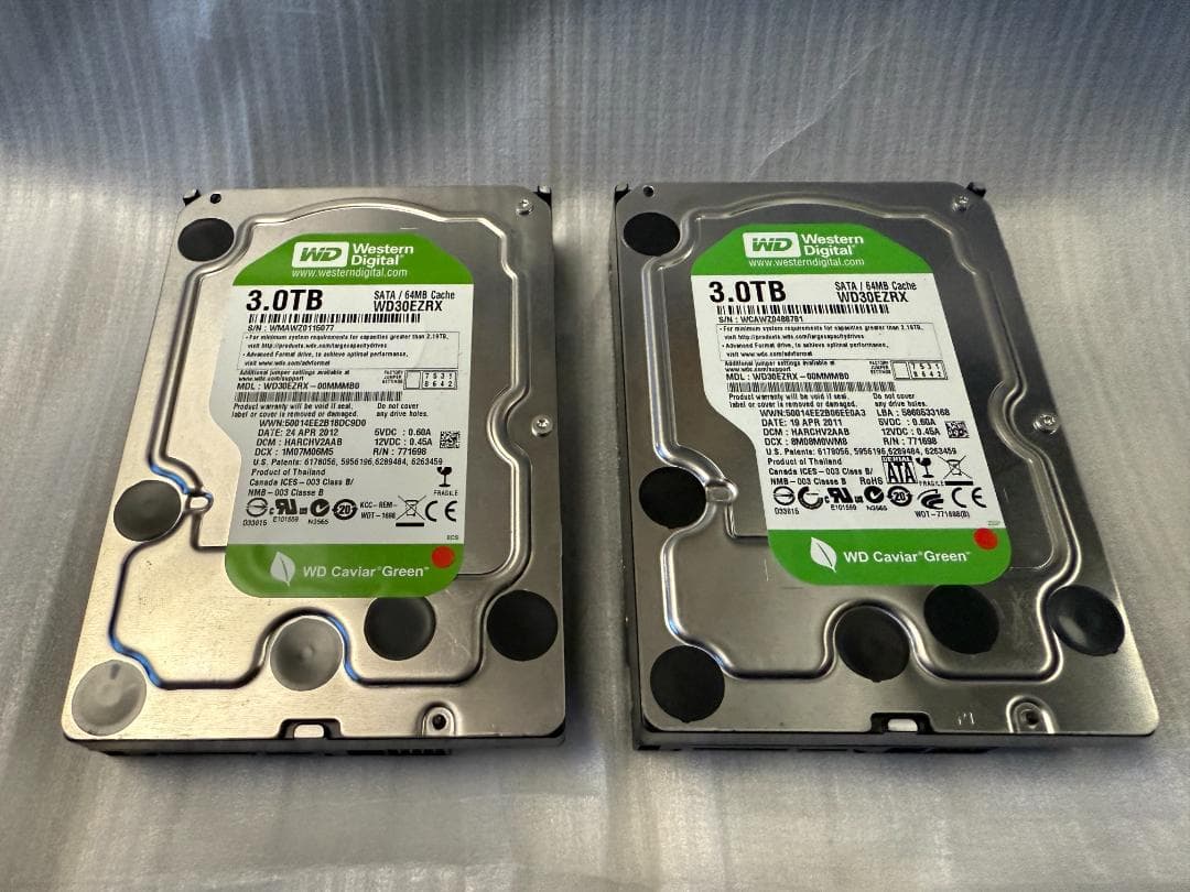 WD green HDD 3TB ×2個 内蔵型ハードディスクドライブ 3TB WD Green 3 5インチHDD WD30EZRX SATA 内蔵型HDD 内蔵型