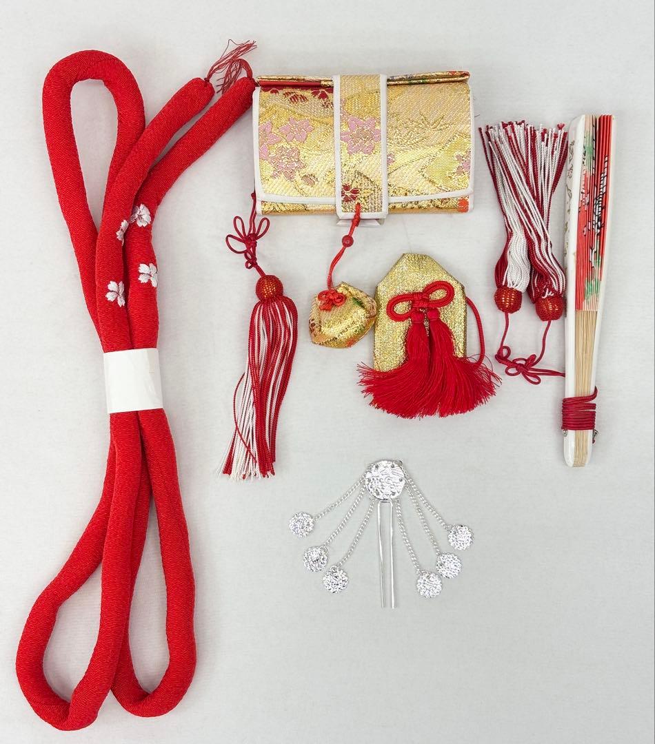 七五三　7ー8才女児　着物・はこせこセット　花々桜《子供493》#江戸小もーん