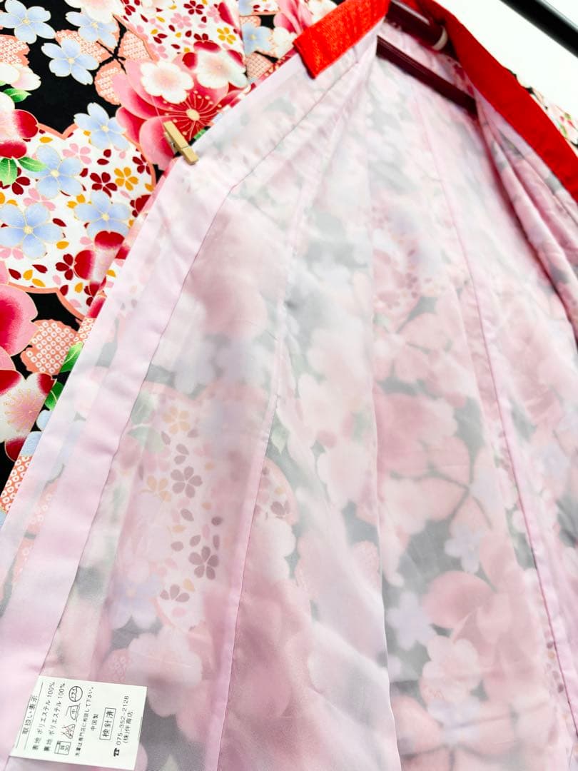 七五三　7ー8才女児　着物・はこせこセット　花々桜《子供493》#江戸小もーん