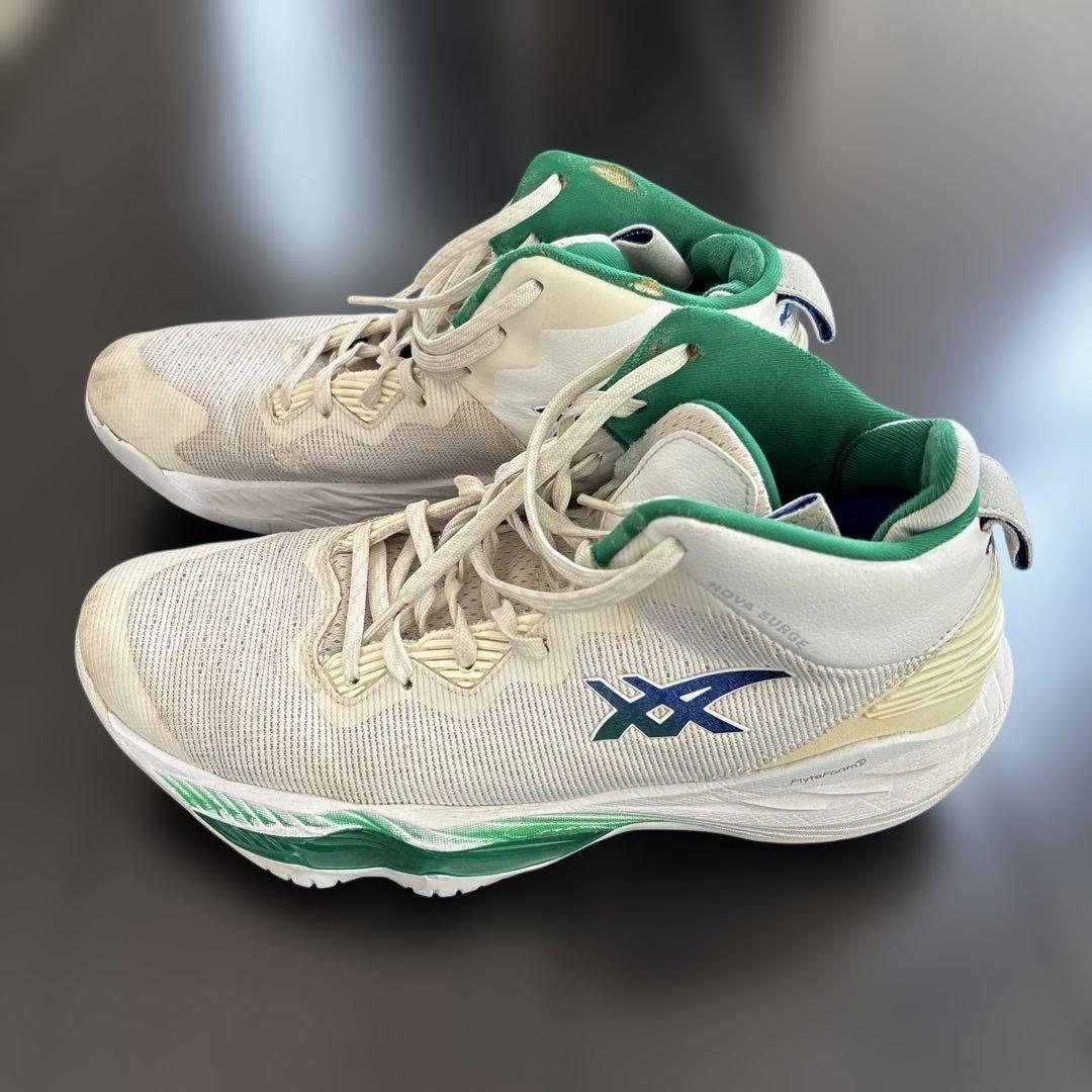 ASICS バスケットシューズ ハイカット ホワイト/グリーン - メルカリ