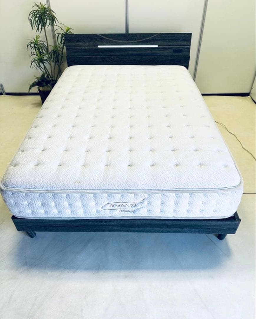 ダブルベッド フレーム付き LEDライト 楽天市場】ダブル ベッド すのこベッド Dサイズ 宮付き ベッドフレーム