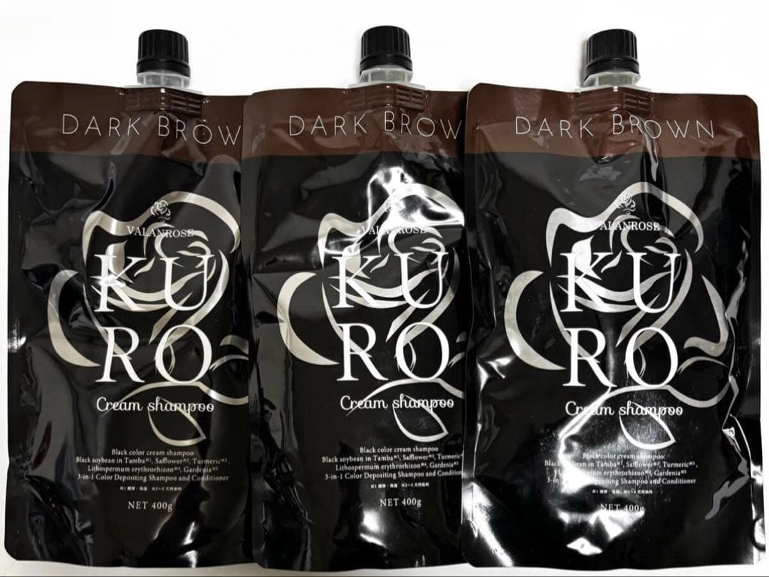 VALANROSE KUROクリームシャンプー ダークブラウン400g × 3 - メルカリ