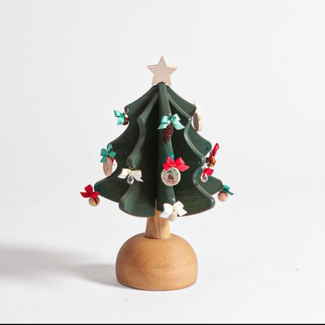 オークビレッジ　木製クリスマスオルゴールツリー オルゴールツリー・プチ（グリーン）｜[飛騨の家具]オークヴィレッジ