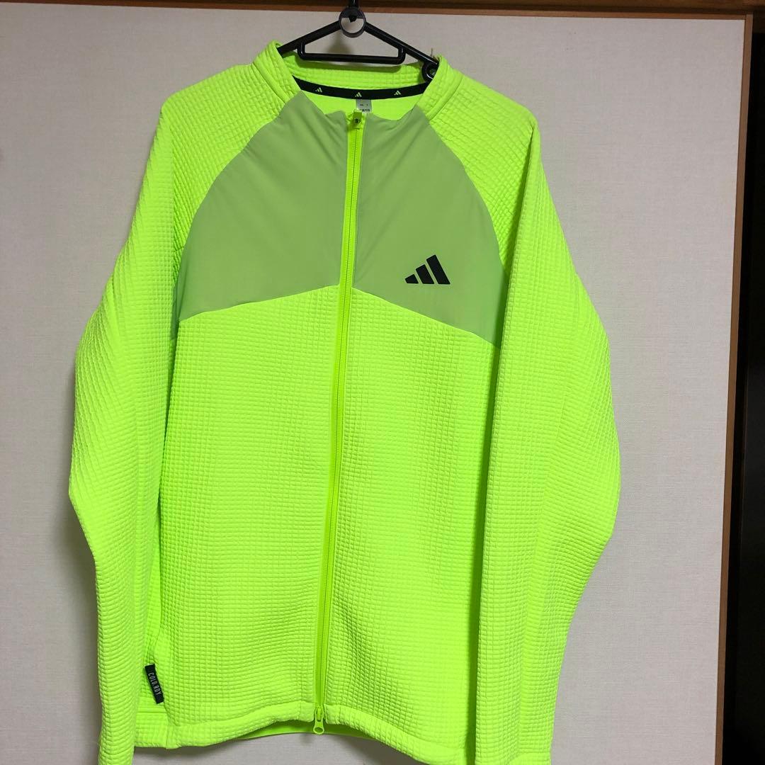 adidas 蛍光イエロー フルジップジャケット　新品 1457 adidas アディダス ナイロンジャケット ハーフジップ 2XL相当
