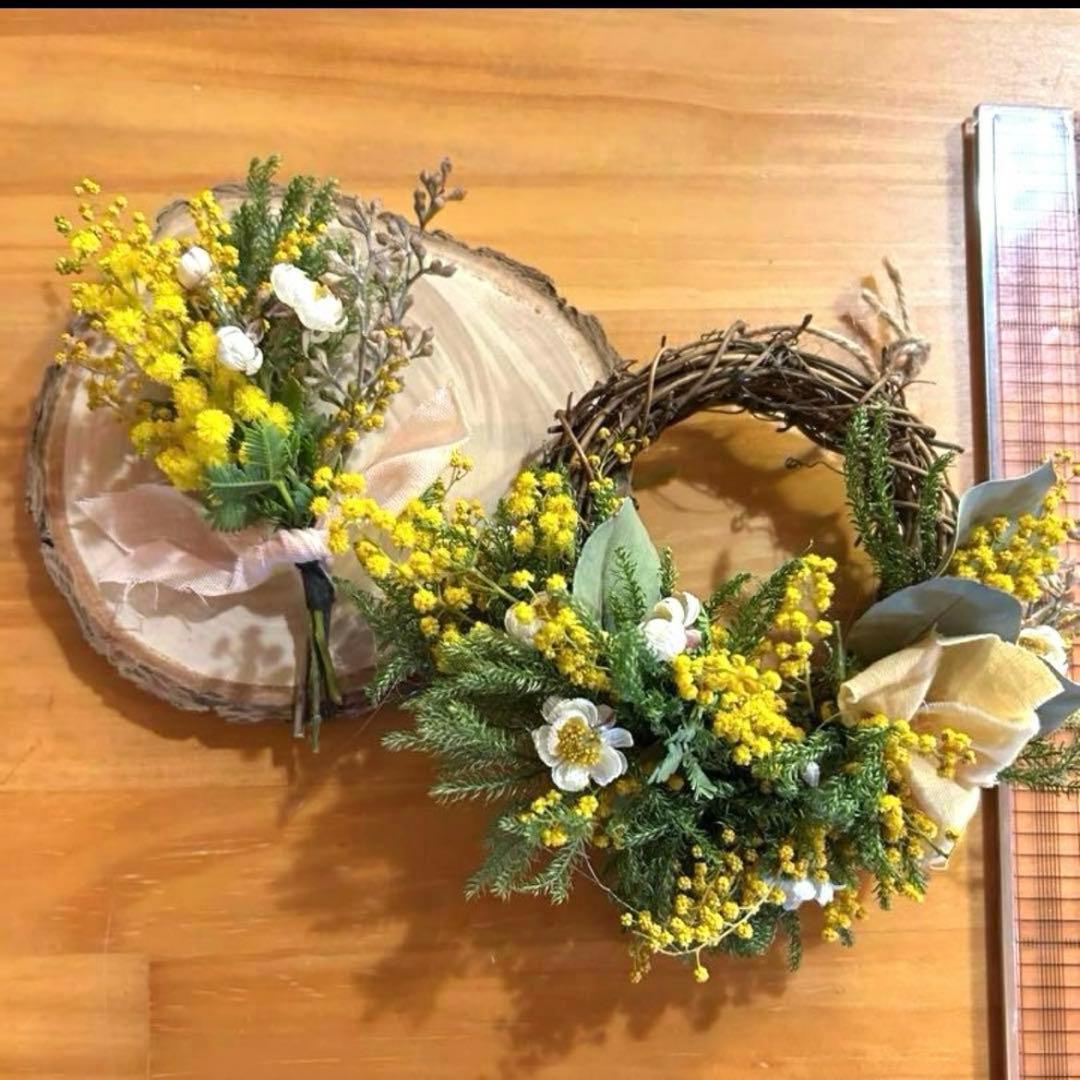 ミモザ♡ドライフラワーミニハーフリース - メルカリ