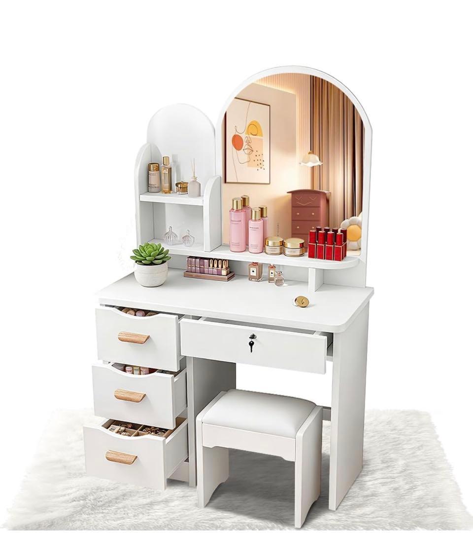 ♪新品ドレッサー 大型女優ミラー 鍵付き 幅80cm 化粧台 鏡台 スツール付き 楽天市場】【スーパーSALE限定割引実施中】 ドレッサー 女優ミラー