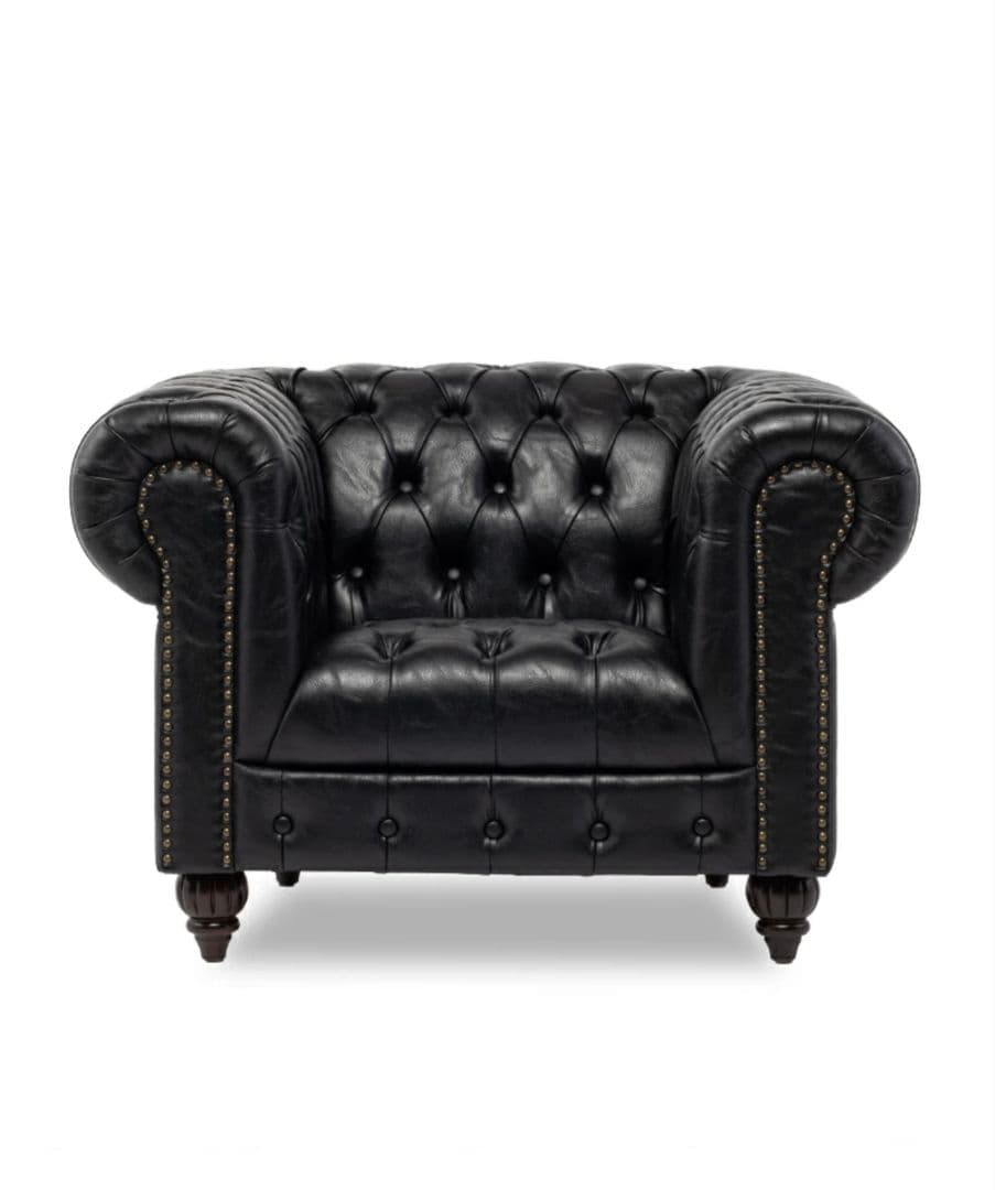 Clubman クラブマン 1人掛け ソファ 1P ブラック アンティーク調 クラブマン 1人掛けソファ 1人用 オールドブラック 合皮 VXB1P87